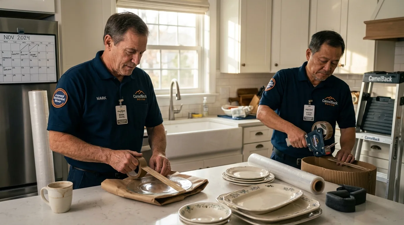 Professional crew packing kitchen dishware in East Pittsburgh, PA