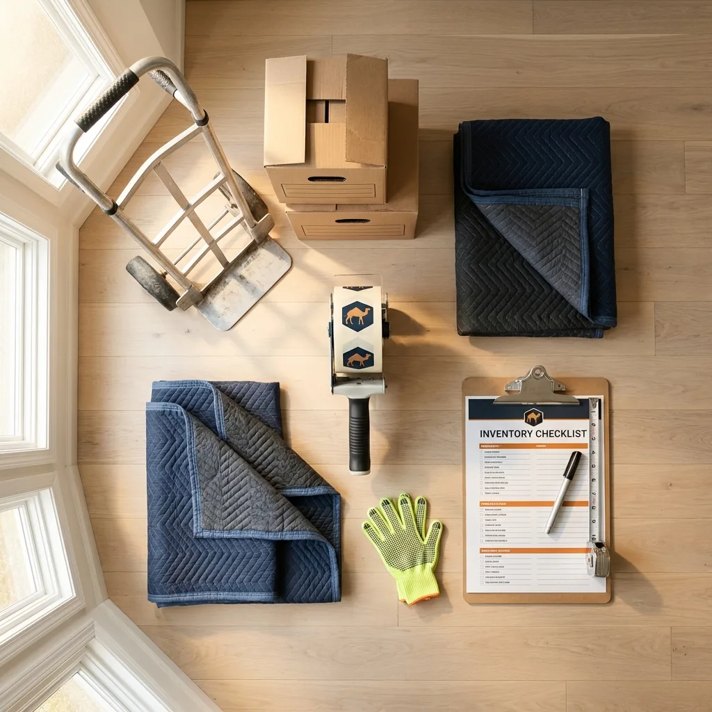Professional moving supplies and packing materials layout for East Pittsburgh residential relocations